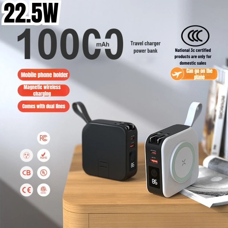 10000 Mah Multifunctional Magnetic Wireless Power Bank 22.5W Fast Charging